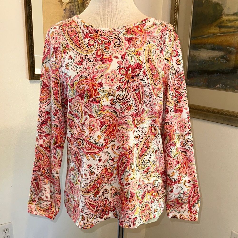 Talbots Pink Paisley Print Women's Top Size XLP